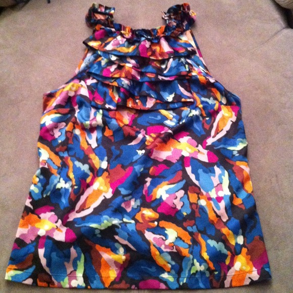 Multicolored ruffle tank top size M