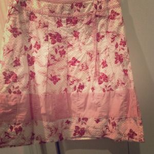 Ann Taylor Loft red floral skirt