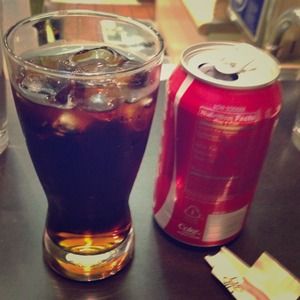 A sip from my cup of coke.