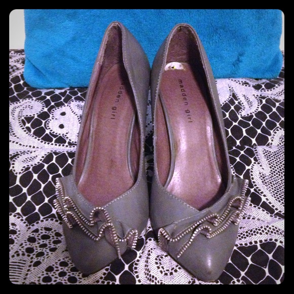 Gray zipper heels