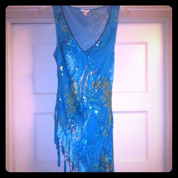 Beautiful sheer tropical top from Cache