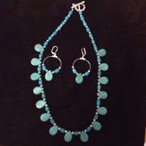 Turquoise necklace and earrings