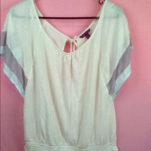 Mint gray and white American eagle top