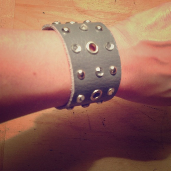 Leather rhinestone bracelet