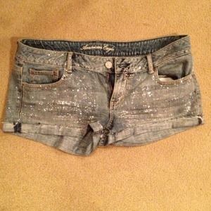 American Eagle sparkly jean shorts!