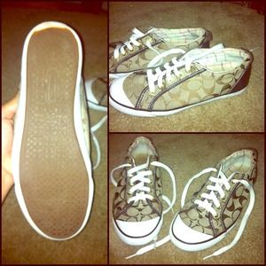 Brown an white Converse type Coach shoes!