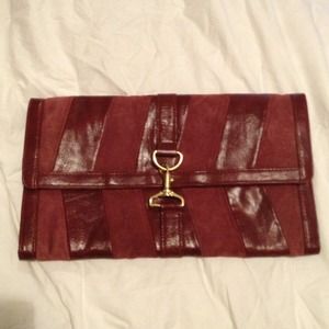Maroon PatentSuede Striped Urban Outfitters Clutch