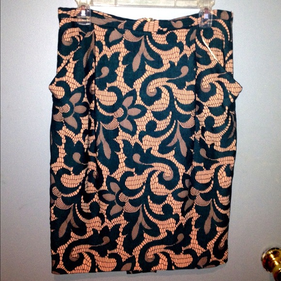 NWOT Eva Franco Teal Lace Overlay Skirt - Picture 2 of 2