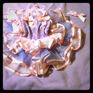 Purple pink tutu outfit with pink bow