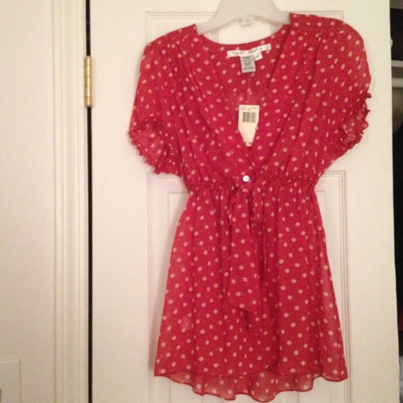 Red polka dot shirt ..