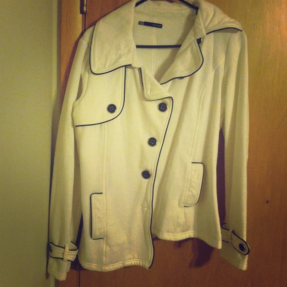 White jacket with black trim