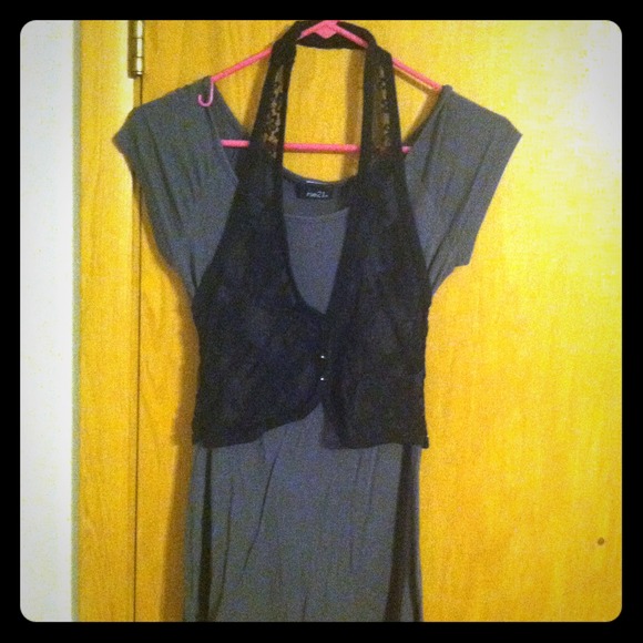 Grey and black top