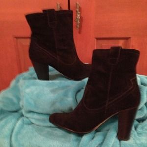 Black suede ankle boots. 3"+ heels