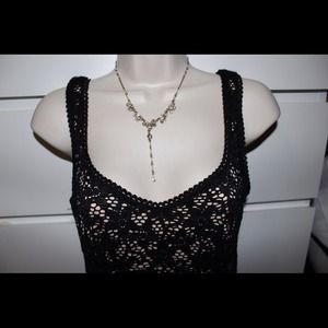 Black and cream laced mini dress