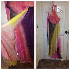 BCBG tye dye and hi low dress & TR jeans