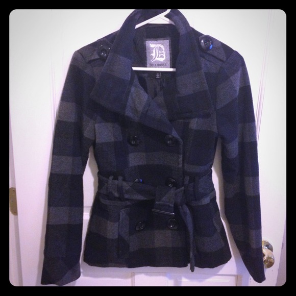 Plaid Dollhouse Double Breasted Pea Coat