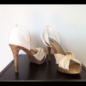 Cork White Stiletto Sandals