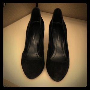 Black suede pumps