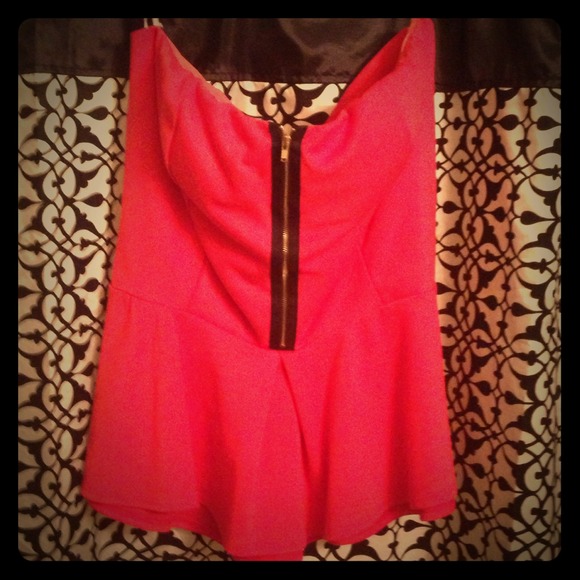 Orange Peplum Top- Strapless