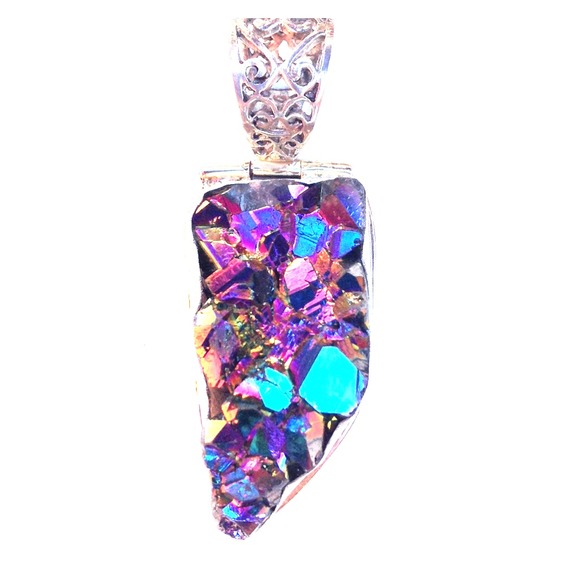 Jewelry - Titanium Quartz Crystal | Multicolored Pendant