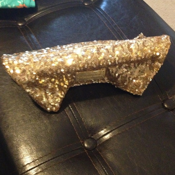 Gold clutch bag