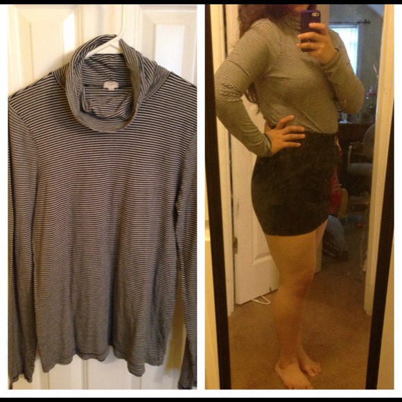 J. Crew black white striped long sleeve top.