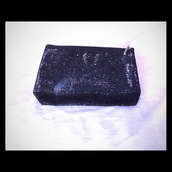 Black sequined makeup bag