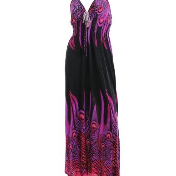 Pink/Purple/Black Maxi Dress. NWOT. XL