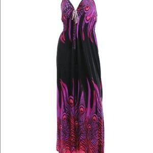 Pink/Purple/Black Maxi Dress. NWOT. XL