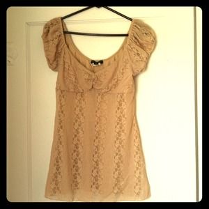 Tan bebe stretchy lace top
