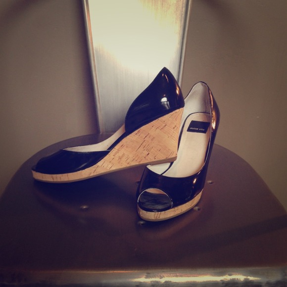 Dolce Vita cork wedge peep toe shoes.