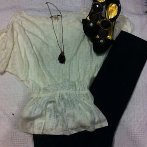 See-through off shoulder cream top