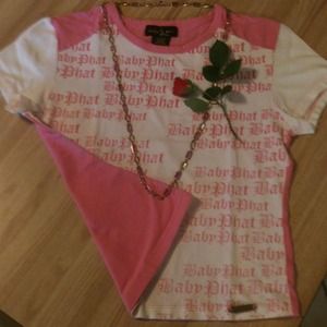 Baby phat short sleeve T pink /white