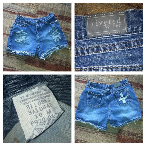 Distressed high waisted denim shorts