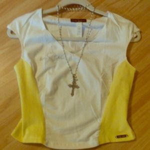 Baby Phat yellow / white sleeveless T , NWOuttags