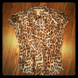 Diane VonFurstenberg Leopard silk tie blouse