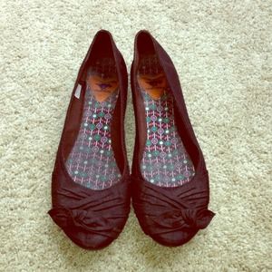 Dark brown bow flats