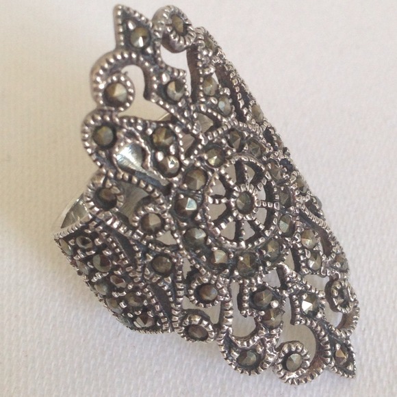 🚫SOLD🚫 Statement  Ring Marcasite Sterling Silver