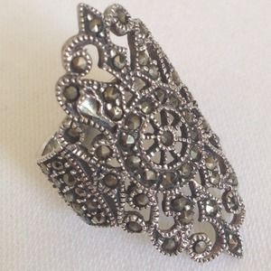 🚫SOLD🚫 Statement  Ring Marcasite Sterling Silver