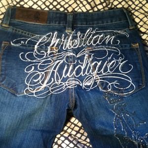 Christian Audigier straight leg denim