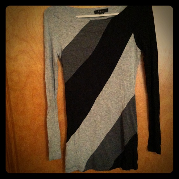 Black and grey striped long sleeve shirt