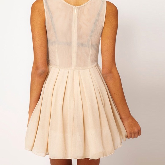 Flash sale! Ivory sheer embellished chiffon dress - Picture 3 of 4