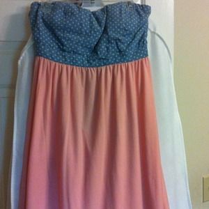 💜Reserved💜Strapless polka dot dress