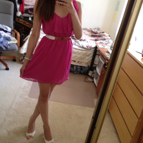 🔴SOLD🔴💕NWOT Fuschia Polka Dot Dress💕 - Picture 3 of 4