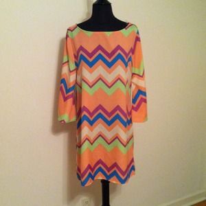 M, L Neon Pink Chevron Dress