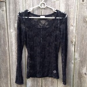 Black long sleeve lace top size small