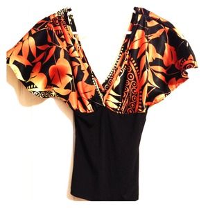 Like New Black & Orange Top