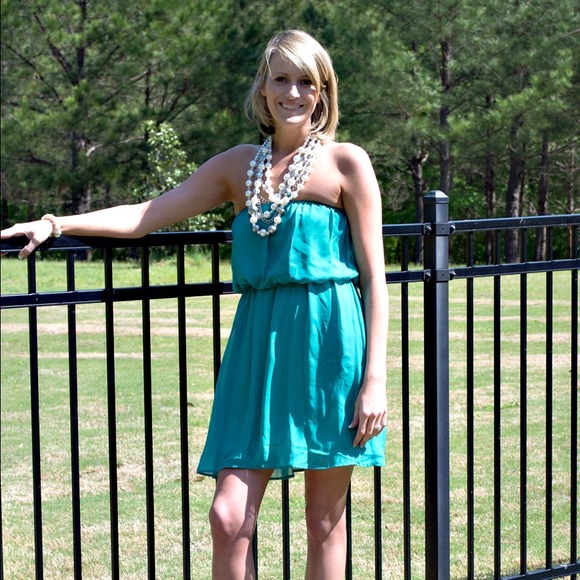 S, M, L Jade Colored Strapless Dress - Picture 1 of 1