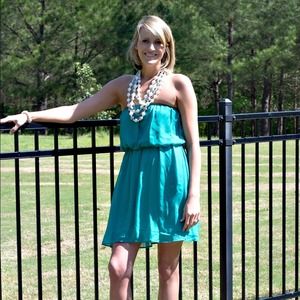 S, M, L Jade Colored Strapless Dress