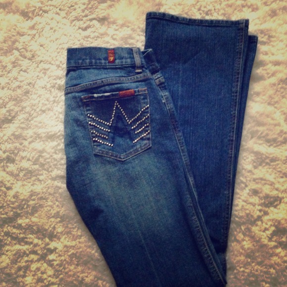 7 for all mankind boot cut distressed jeans